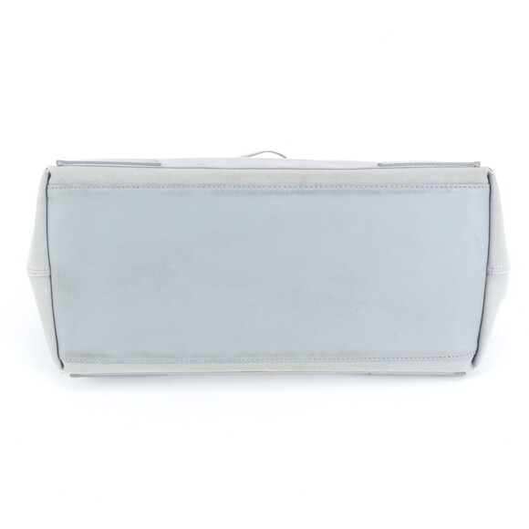 Balenciaga Navy Cabas 581292 Leather Canvas Tote Bag Shoulder Handbag Gray Wo... - Picture 6 of 11